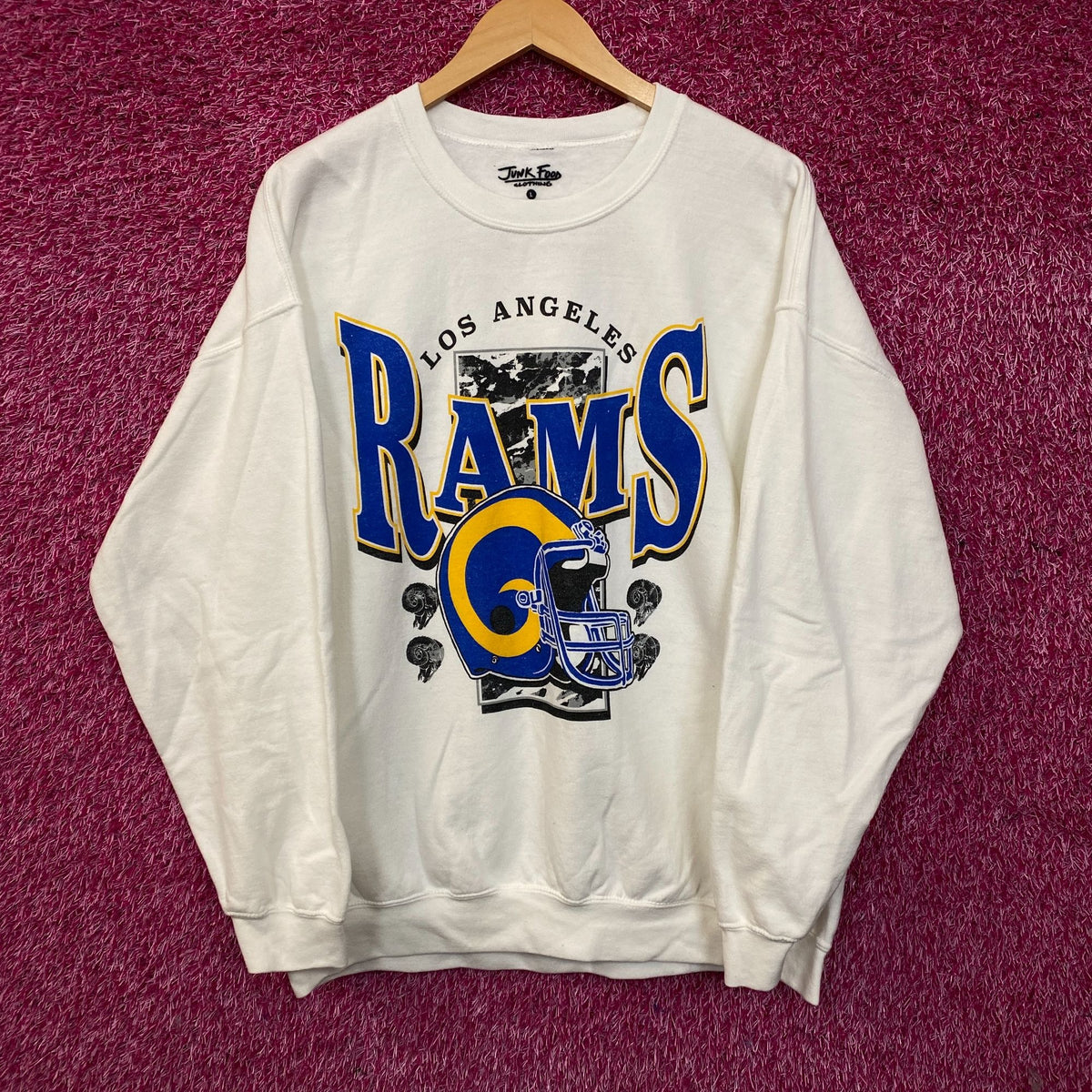 Junk Food Clothing Los Angeles Rams Conversion Crew Fleece Large
