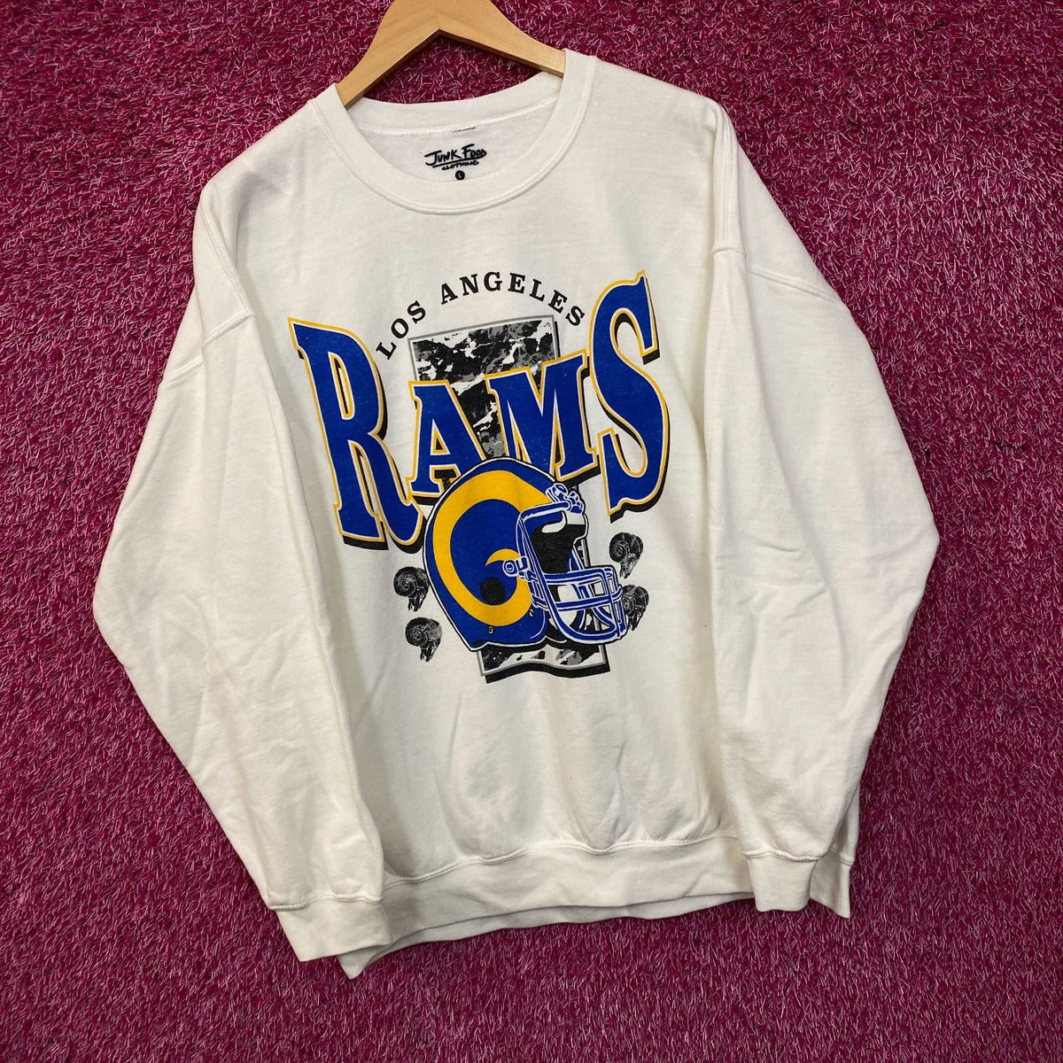 Junk Food Clothing Los Angeles Rams Conversion Crew Fleece Large