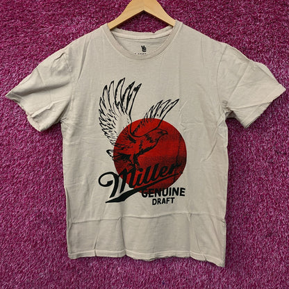 Junk Food Clothing Miller Genuine Draft Vintage Style Eagle Logo Graphic T-Shirt Medium