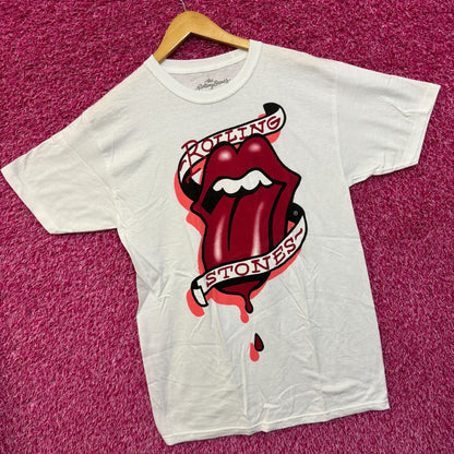 The Rolling Stones Bleeding Hot Lips Tattoo Rock Band Tee M