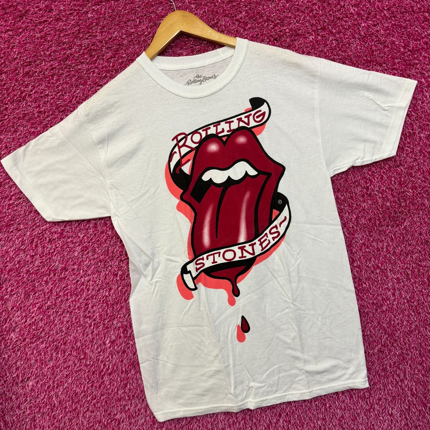 The Rolling Stones Bleeding Hot Lips Tattoo Rock Band Tee M