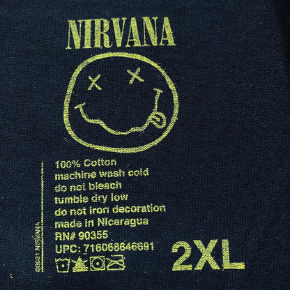 Nirvana Nevermind Tour Smiley Promo Logo Grunge Band Tee 2X