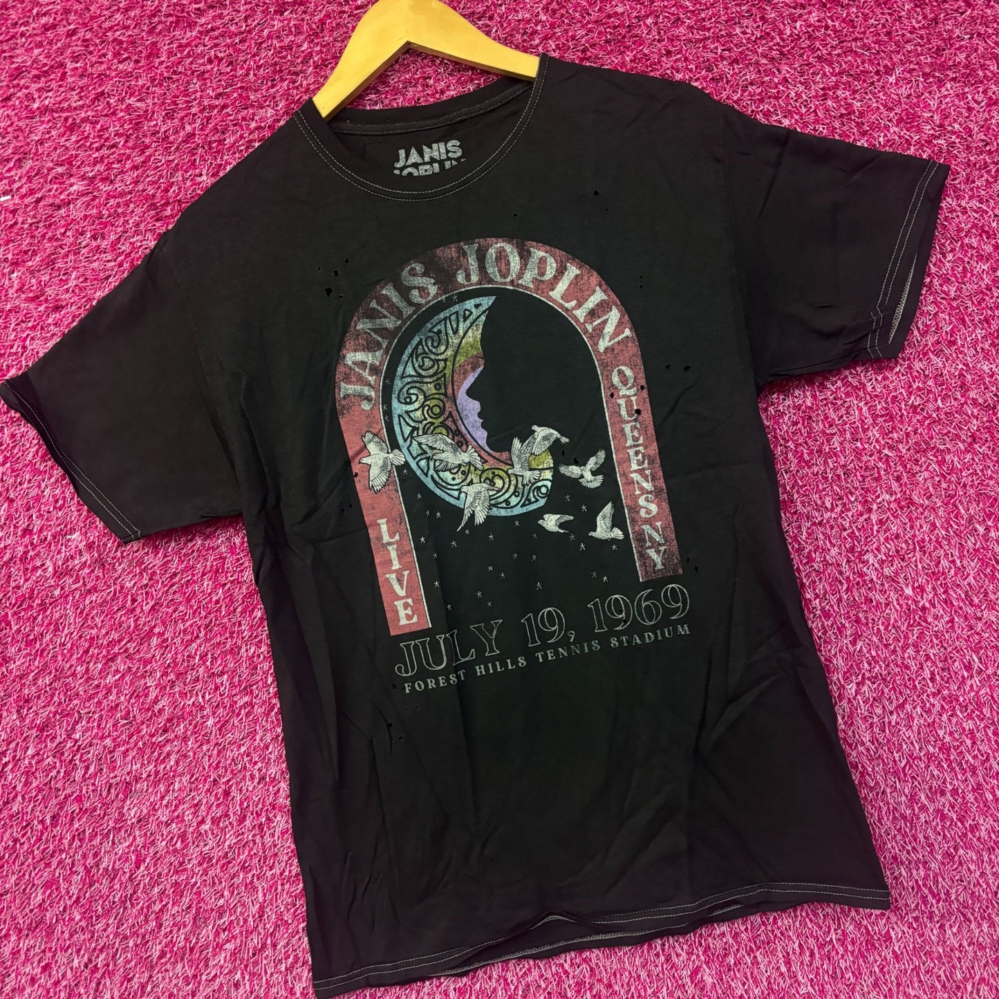 Janis Joplin Live Forest Hills 1969 Rock Concert Tee S/M