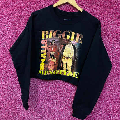Notorious B.I.G. Hypnotize Graphic Black Cropped Long-Sleeve Sweatshirt Small