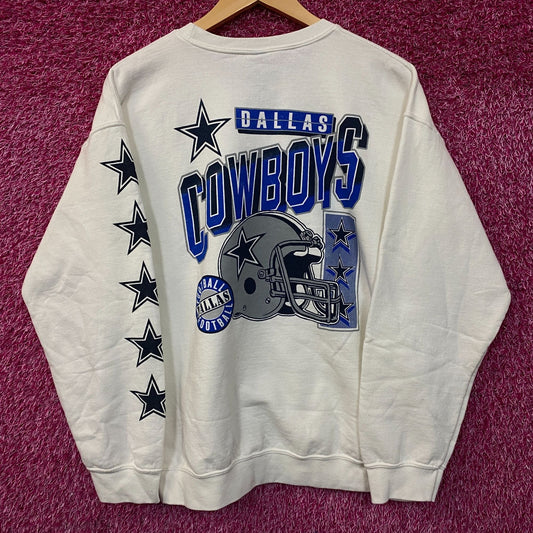 Junk Food Dallas Cowboys Star Sleeve Helmet Logo Crewneck Sweatshirt Small