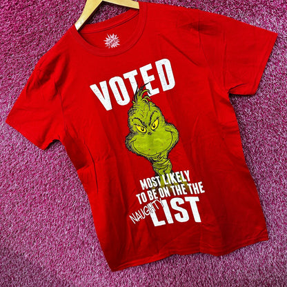 How The Grinch Stole Christmas Dr Seuss Naughty List Tee L