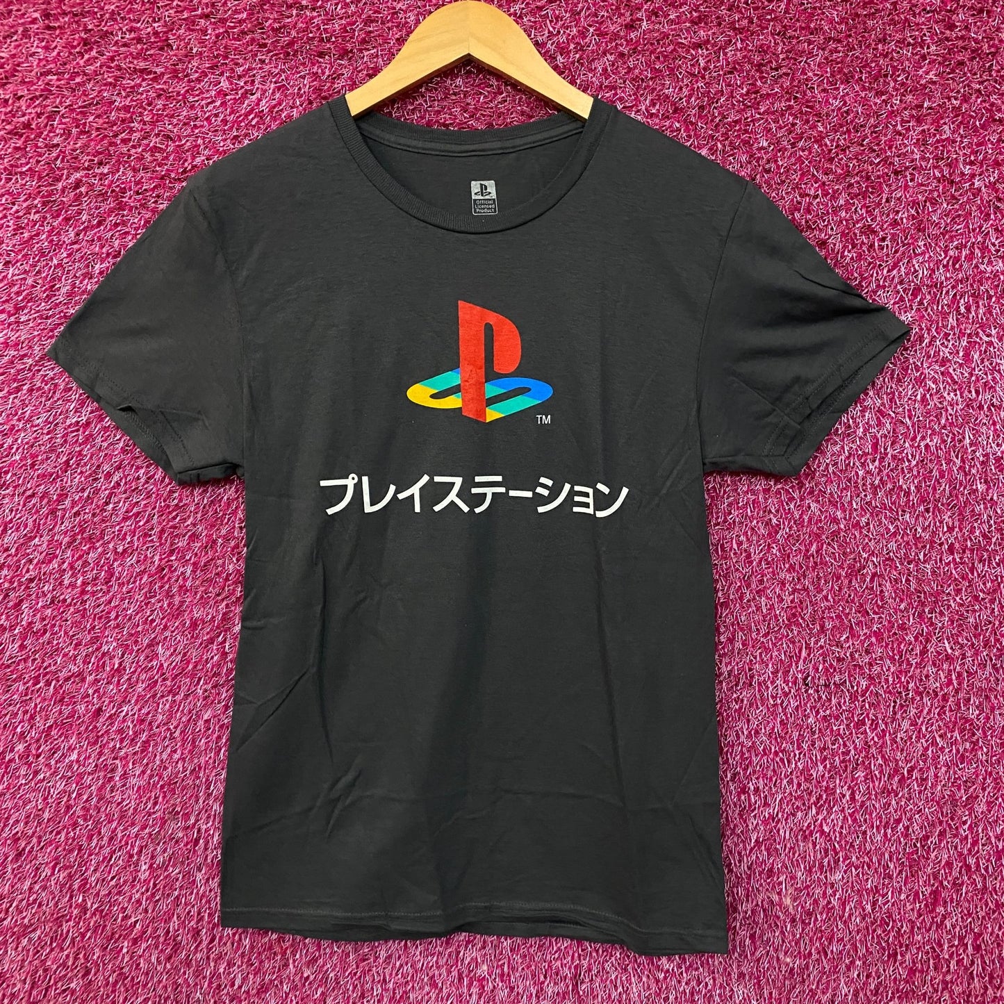 PlayStation Logo Japanese Katakana Graphic T-Shirt Small