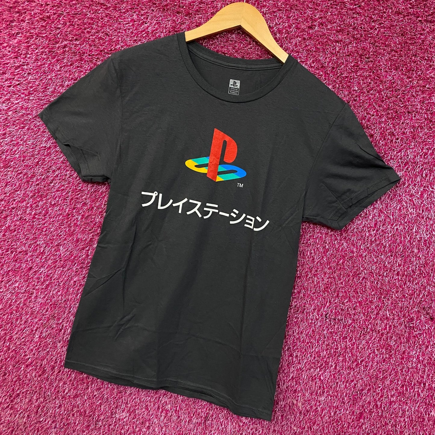 PlayStation Logo Japanese Katakana Graphic T-Shirt Small