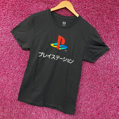 PlayStation Logo Japanese Katakana Graphic T-Shirt Small