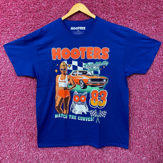 Hooters Delightfully Tacky Racing 83 Watch The Curves T-shirt XL
