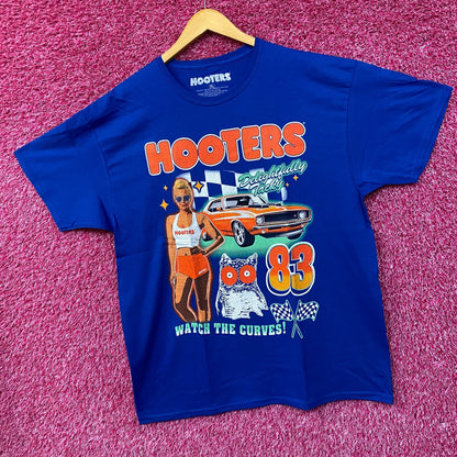 Hooters Delightfully Tacky Racing 83 Watch The Curves T-shirt XL