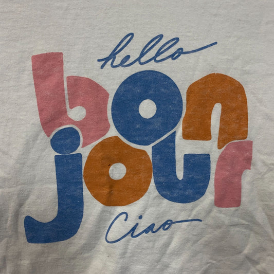 Junk Food Clothing Bonjour Ciao Crop Graphic Tee Small