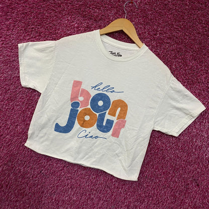 Junk Food Clothing Bonjour Ciao Crop Graphic Tee Small