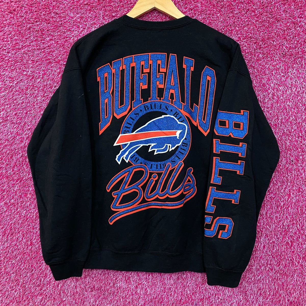 Junk Food Buffalo Bills Glitter Black Crewneck size small