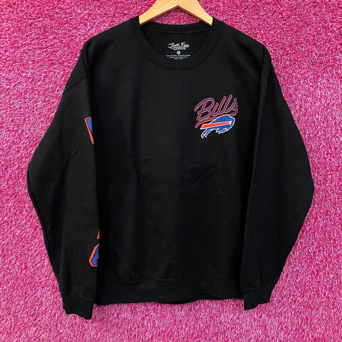 Junk Food Buffalo Bills Glitter Black Crewneck size small