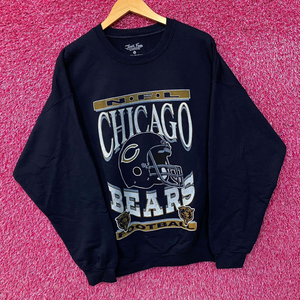 Junk Food Chicago Bears Logo Helmet Flea Market Crew Sweatshirt Large