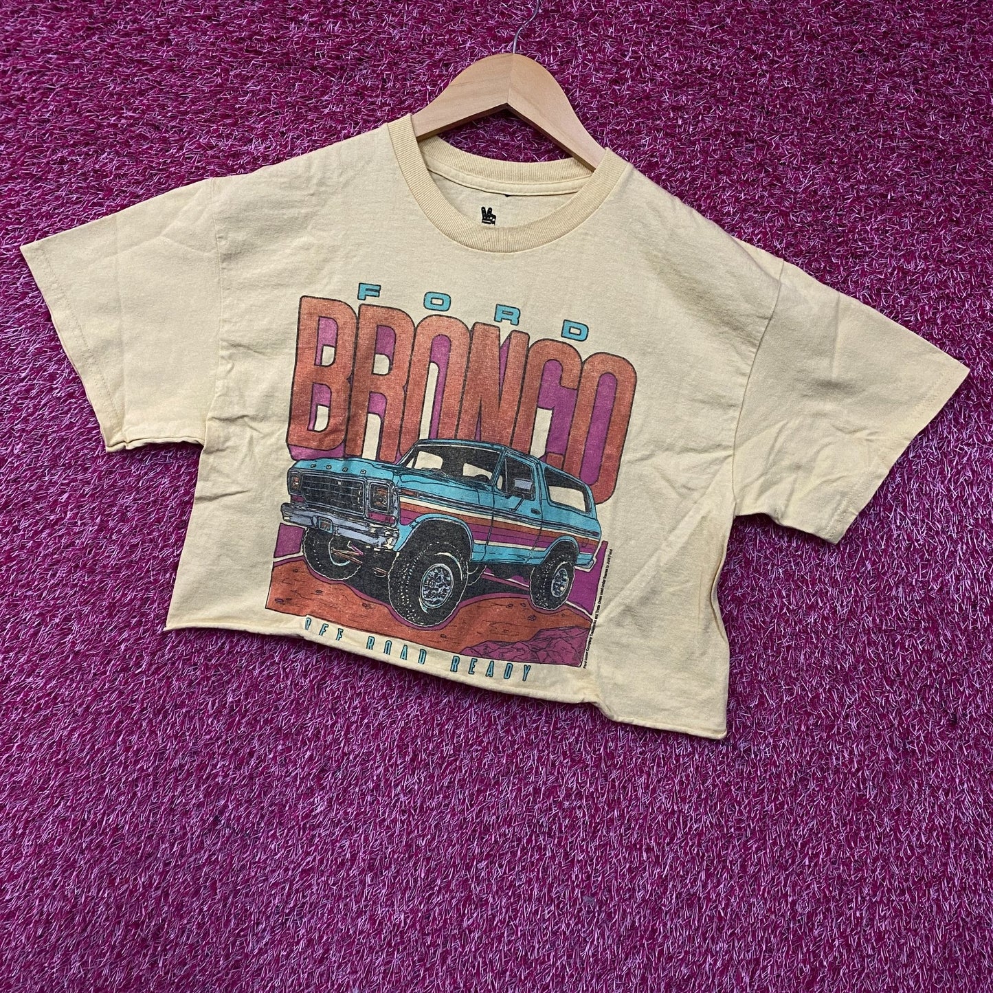 Junk Food Clothing Ford Bronco Off Road Ready Flea Market Women's Crop Tee Small