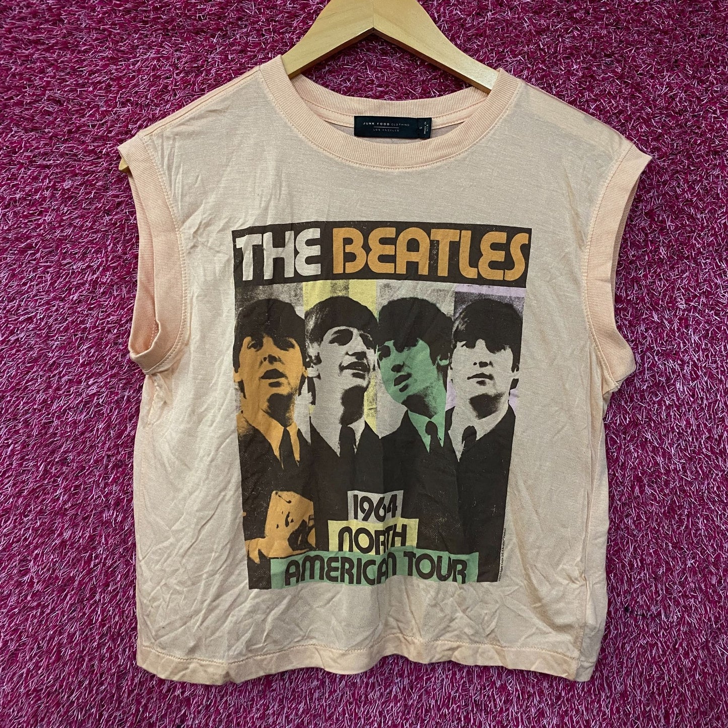Junk Food Clothing "The Beatles 1964 North American Tour" Crop Tank Top Small