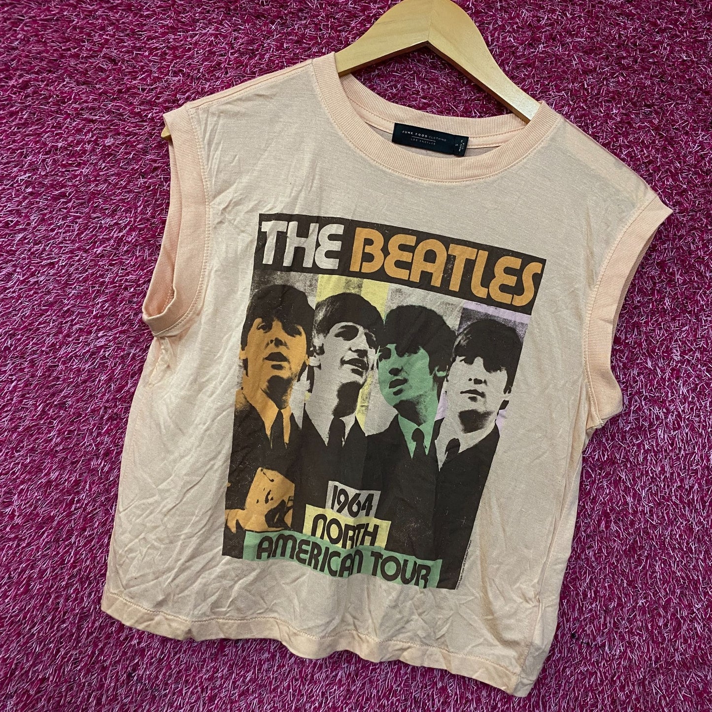 Junk Food Clothing "The Beatles 1964 North American Tour" Crop Tank Top Small
