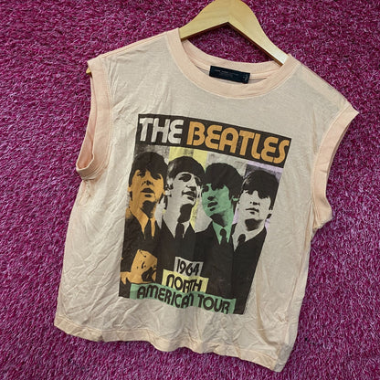 Junk Food Clothing "The Beatles 1964 North American Tour" Crop Tank Top Small
