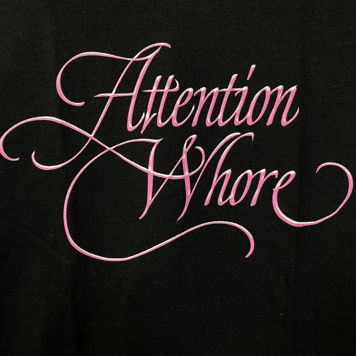 Tove Lo Attention Pink Lettering Black T-Shirt Large