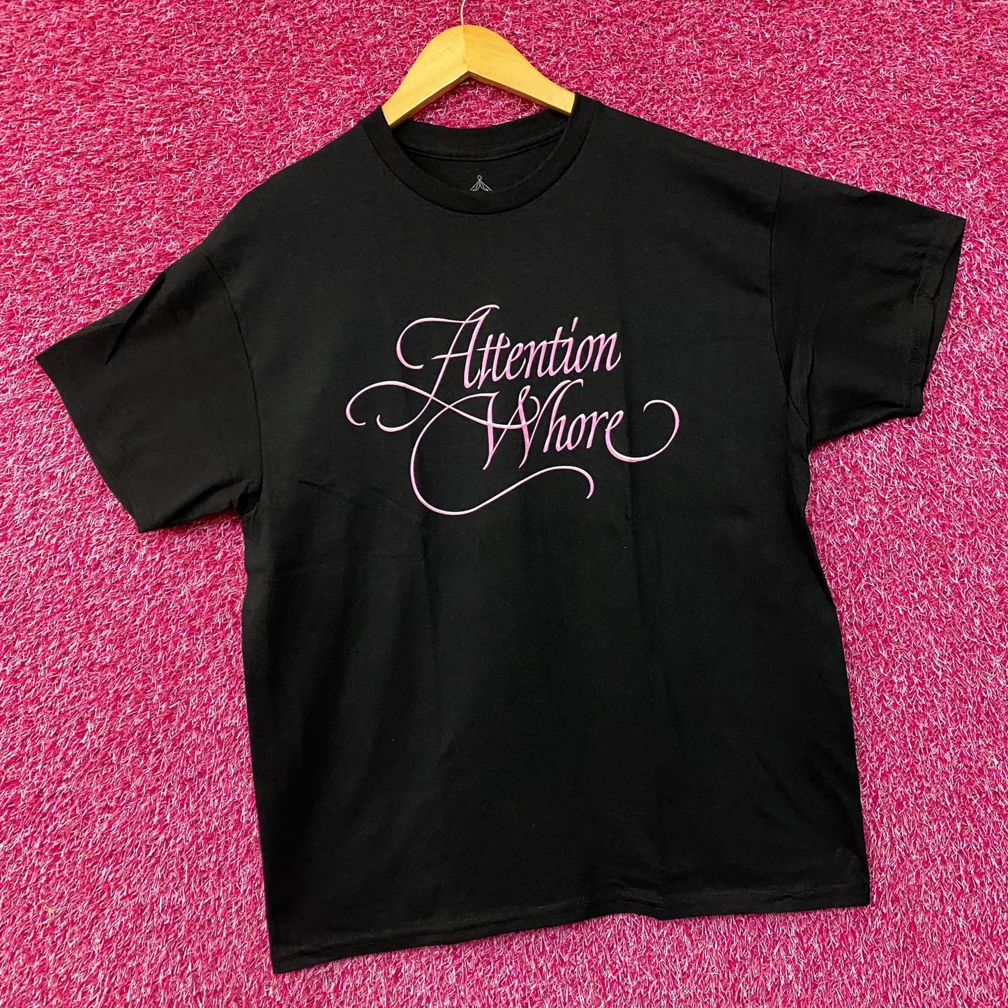 Tove Lo Attention Pink Lettering Black T-Shirt Large