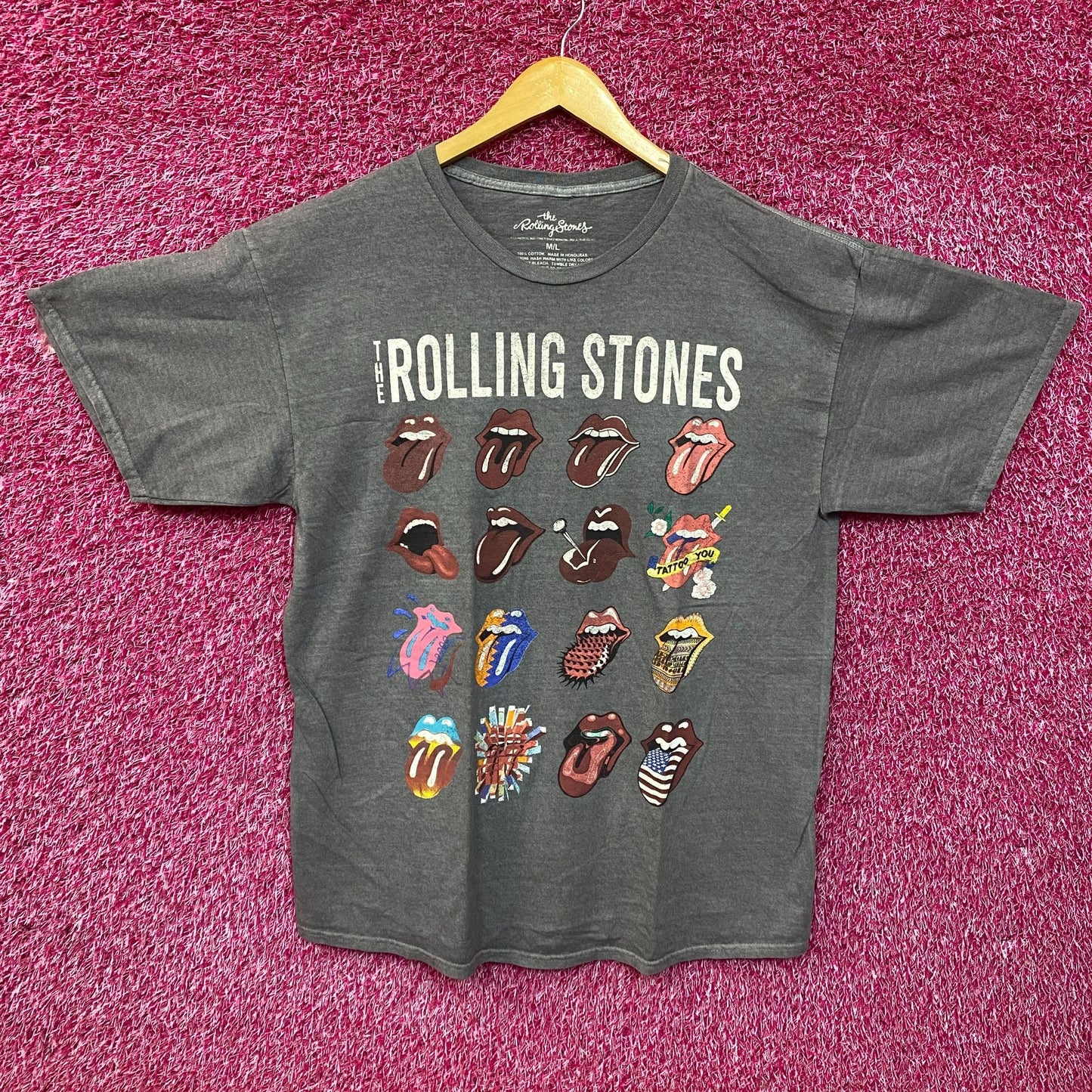The Rolling Stones Hot Lips No Filter Evolution Gray T-Shirt (M/L) large