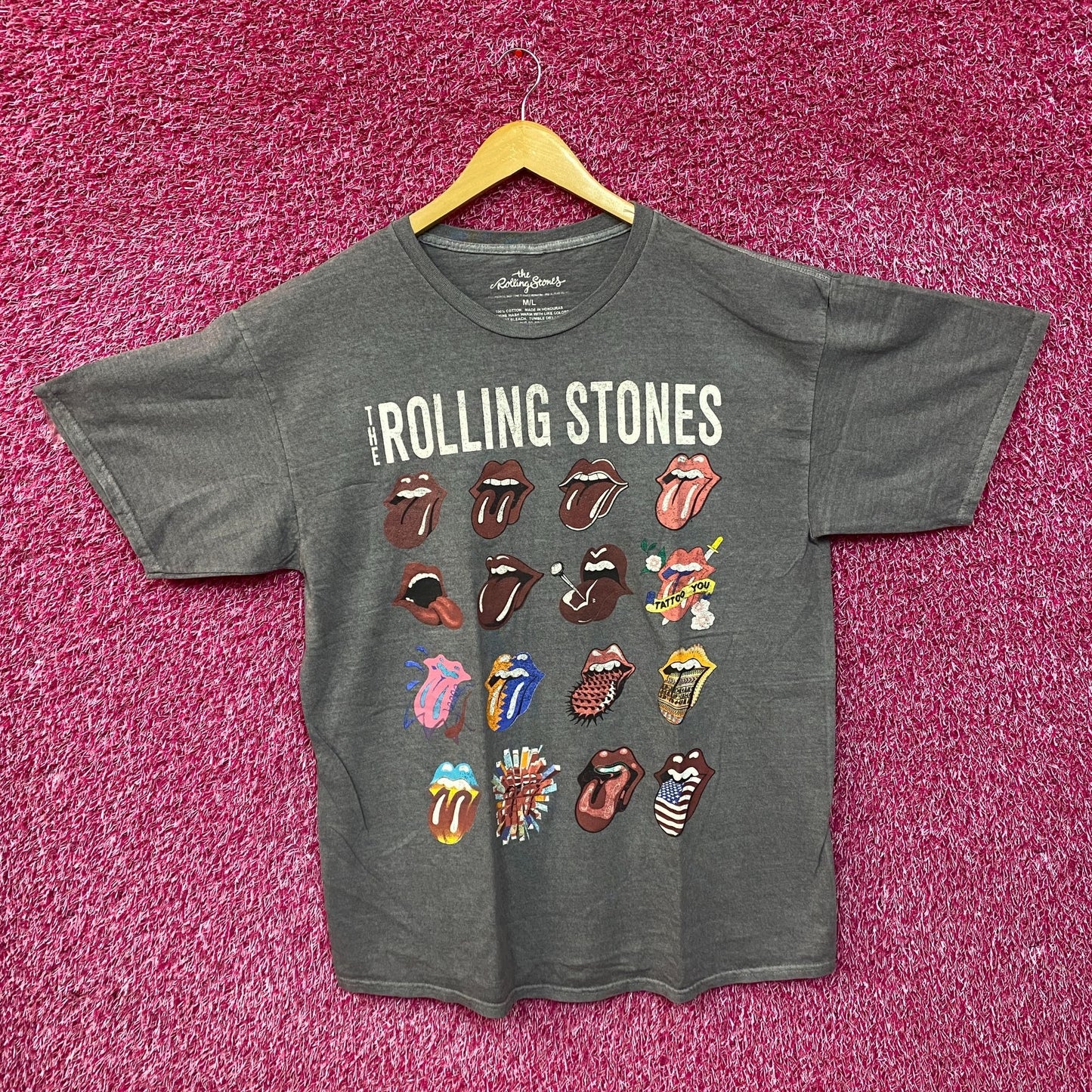 The Rolling Stones Hot Lips No Filter Evolution Gray T-Shirt (M/L) large