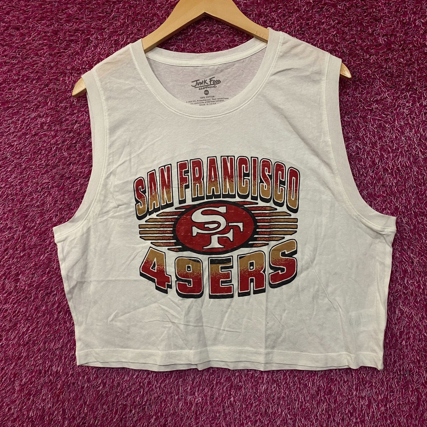 Junk Food Clothing NFL San Francisco 49ers Football Cropped Sleeveless T-Shirt 2XL