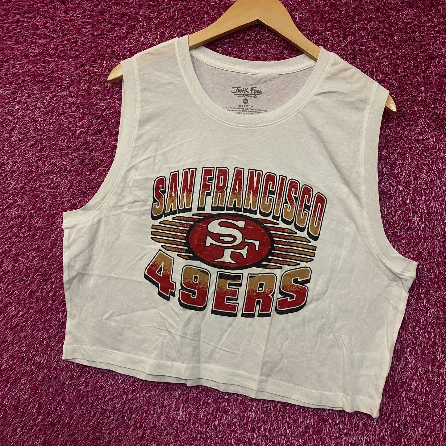 Junk Food Clothing NFL San Francisco 49ers Football Cropped Sleeveless T-Shirt 2XL