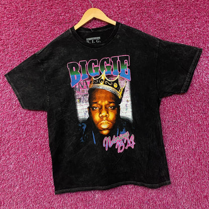 Biggie Smalls Crown King of New York Graphic Mineral Wash T-Shirt XL