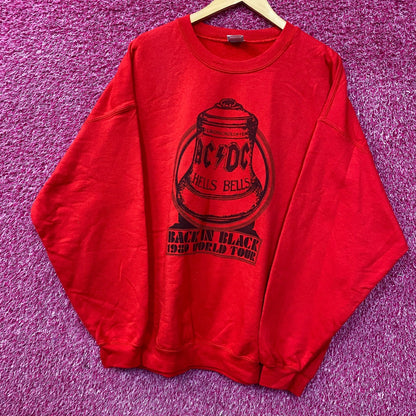 Acdc Hells Bells BiB 80s World Tour Crewneck Sweater size XL
