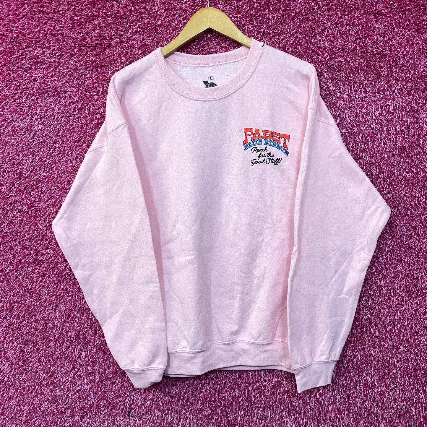 Pabst Blue Ribbon Reach For The Good Stuff Crewneck Large