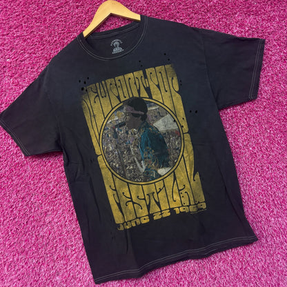 Jimi Hendrix 1969 Newport Pop Festival Distressed Rock Tee M