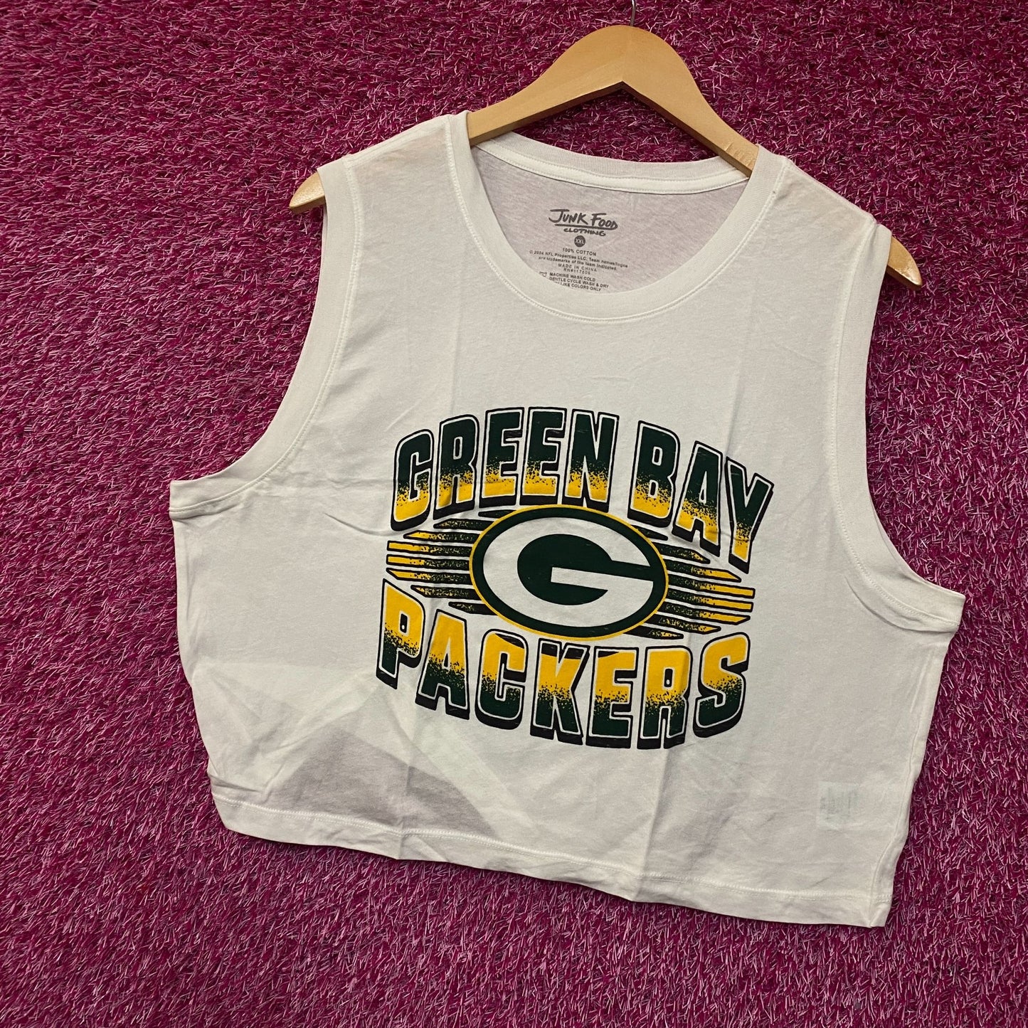 Junk Food NFL Green Bay Packers Cropped Sleeveless T-Shirt 2XL