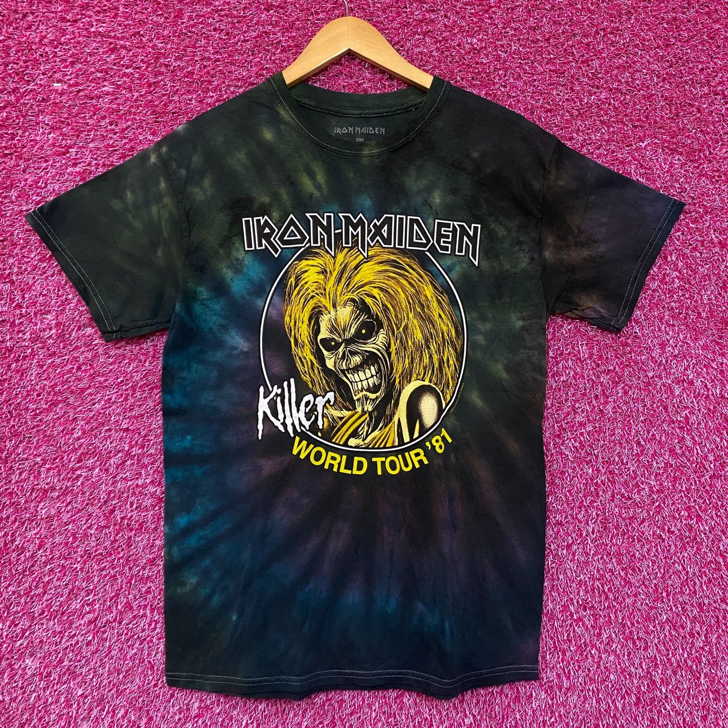 Iron Maiden Killer World Tour 81 Tie Dye Tshirt size Small