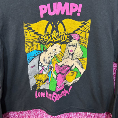 Aerosmith Pump Love in an Elevator Glam Metal Long Sleeve Crop Top S