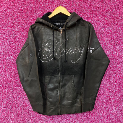 Troye Sivan Honey Rhinestone Spell-Out Pop Zip-Up Hoodie Small