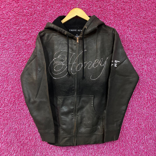 Troye Sivan Honey Rhinestone Spell-Out Pop Zip-Up Hoodie Small