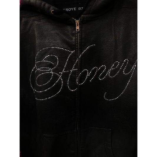 Troye Sivan Honey Rhinestone Spell-Out Pop Zip-Up Hoodie Small