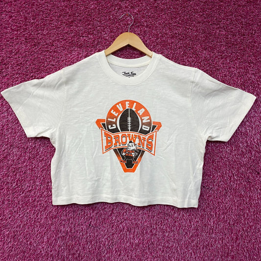 Junk Food Clothing Women's NFL Cleveland Browns Mock Neck Crop Tee XL