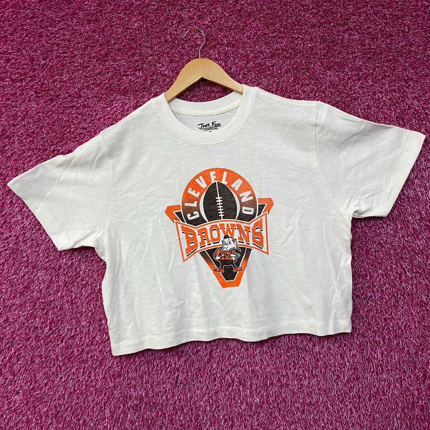 Junk Food Clothing Women's NFL Cleveland Browns Mock Neck Crop Tee XL