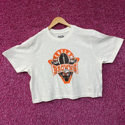 Junk Food Clothing Women's NFL Cleveland Browns Mock Neck Crop Tee XL