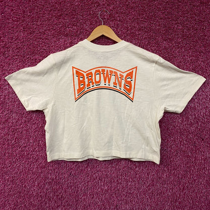 Junk Food Clothing Women's NFL Cleveland Browns Mock Neck Crop Tee XL