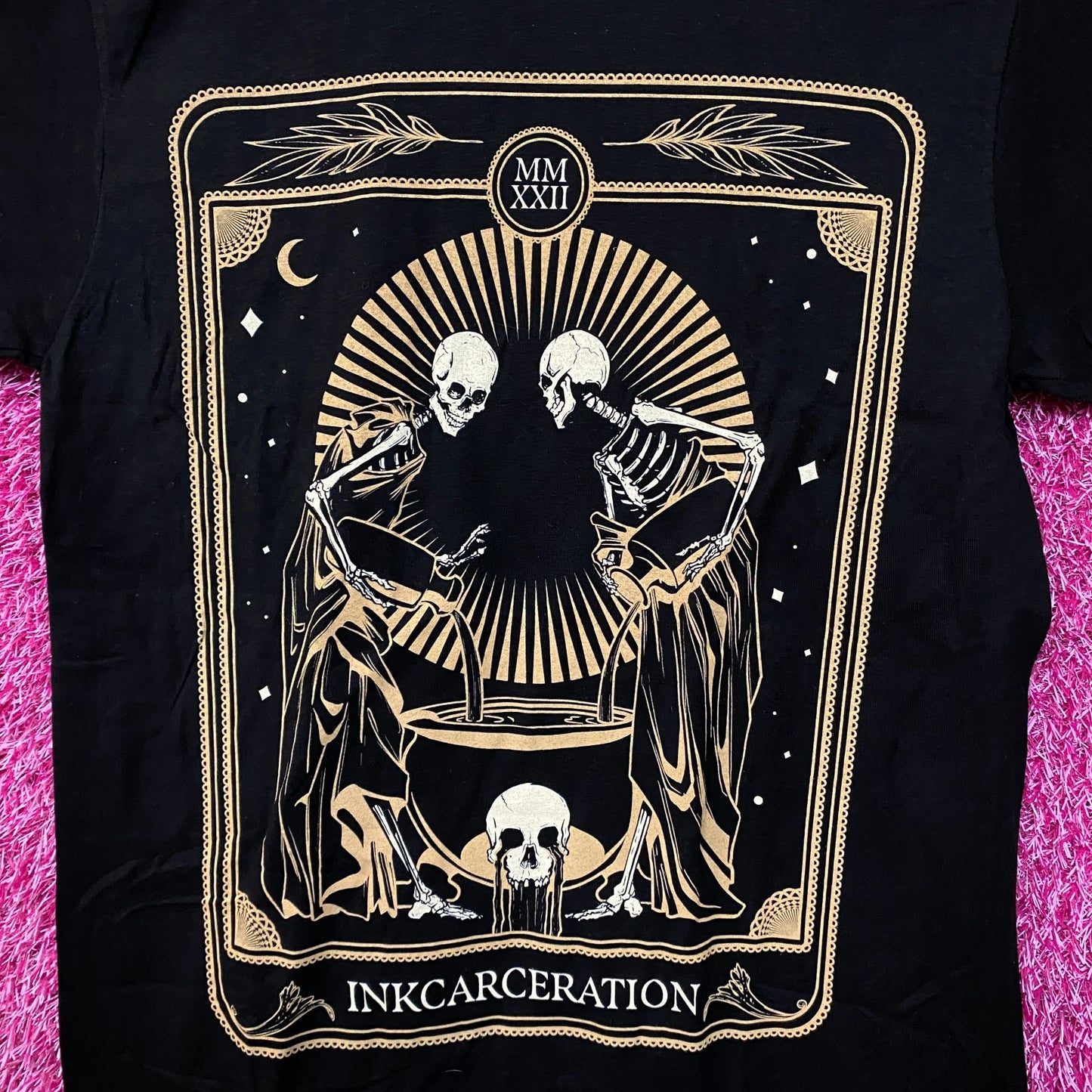 Inkcarceration Skeleton Tarot Card 2018 Rock Festival Tee S