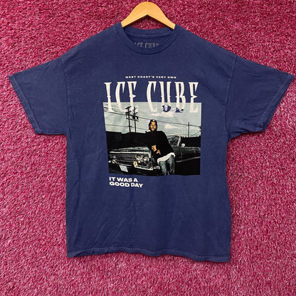 Ice Cube West Coast Good Day Portrait Acid Wash Blue Graphic T-Shirt XL