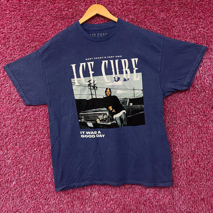 Ice Cube West Coast Good Day Portrait Acid Wash Blue Graphic T-Shirt XL
