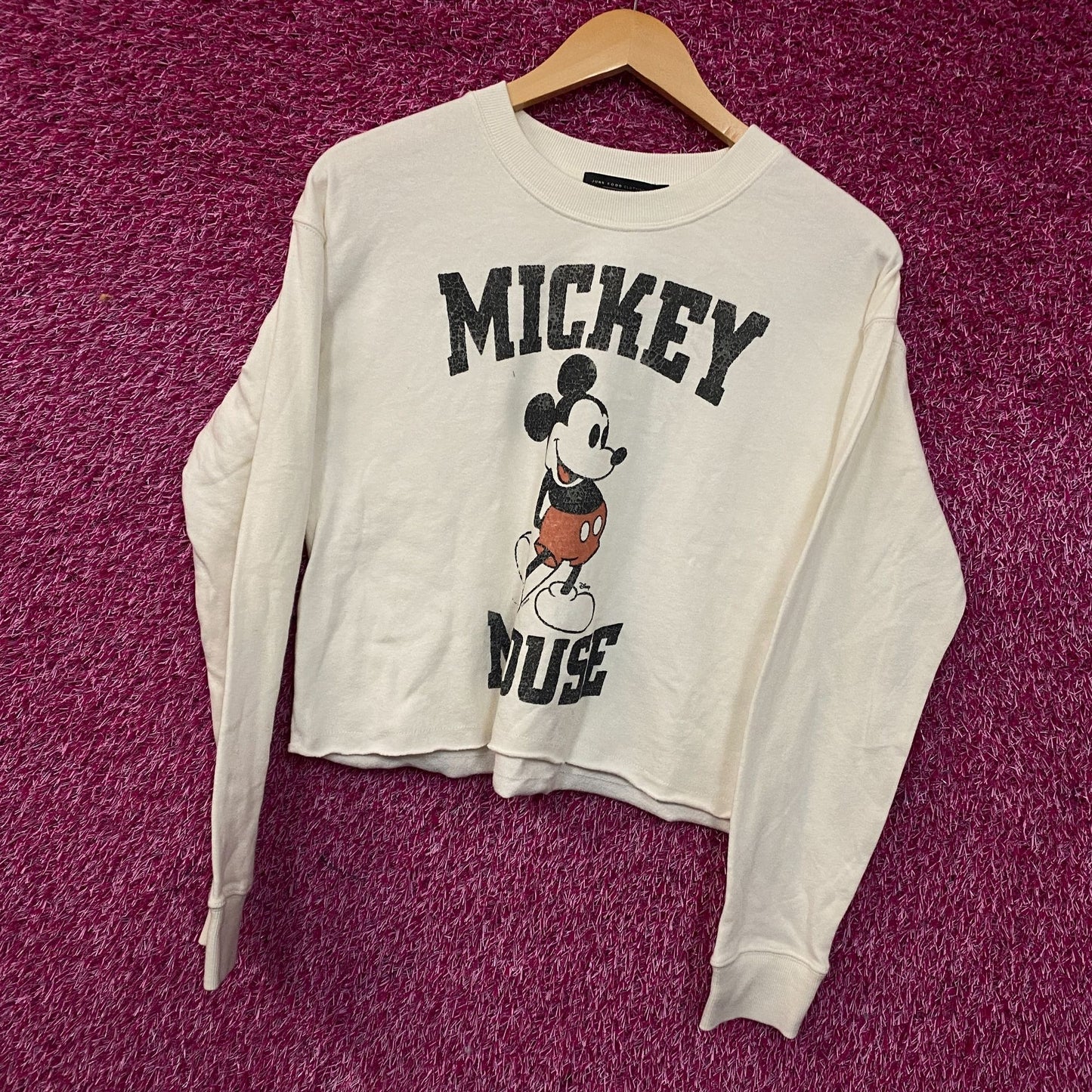 Mickey Mouse Long Sleeve Crop Top Size Small