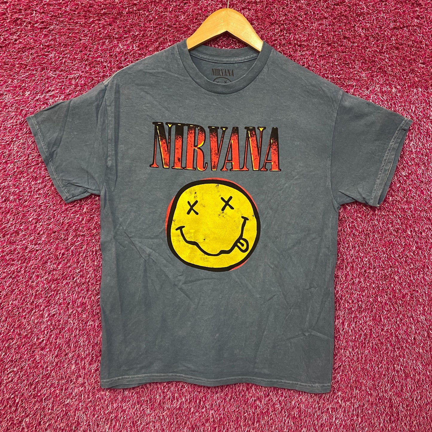 Nirvana Nevermind Album Dead Smiley Light Blue T-Shirt Medium