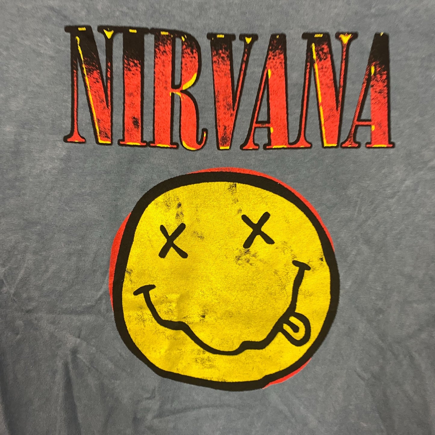 Nirvana Nevermind Album Dead Smiley Light Blue T-Shirt Medium